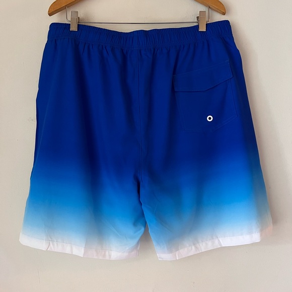 NWT LUCOWEE Mens Swim Trunks with Compression Liner Anti Chafe Sz XL Blue White - Picture 2 of 10